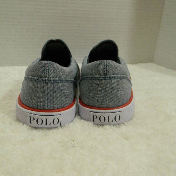 Polo Ralph Lauren Canvas Slip On Shoes Sneakers White Red Blue Size 2.5 Youth - Picture 5 of 7